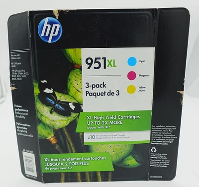 Paquete de 3 cartuchos de tinta color genuino HP 951XL amarillo cian magenta - 07/2018 Foto 1 de 3