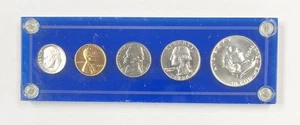 1954 US Mint 90 % Silber PP Kursmünzensatz in blauem transparentem Halter ~ kostenloser Versand - Bild 1 von 2