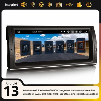 10,25" Android 14 DAB+ Autoradio Navi BMW X5 E53 CarPlay DSP 8-Kern 64GB WiFi 4G - Bild 1 von 4