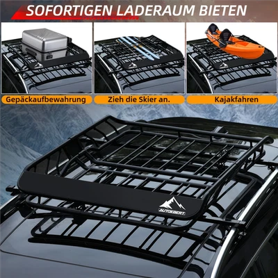Dachkorb Auto Dachträger Dach Gepäckträger Universal Gepäckkorb Metall Schwarz - Bild 1 von 4