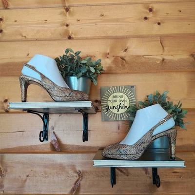 Stuart Weitzman Serpiente Pitón Charol Tacones Plataforma Bombas Punta abierta Talla 8 B Foto 1 de 4