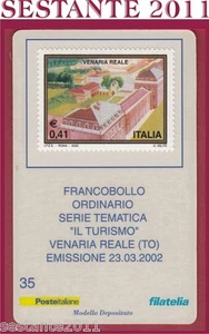 TESSERA FILATELICA FRANCOBOLLO SERIE TEMATICA IL TURISMO VENARIA REALE 2002 D36 - Imagen 1 de 1