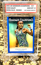 COCO GAUFF 2021 UPPER DECK GOODWIN CHAMPIONS ROYAL BLUE GEMMT 10 ROOKIE CARD #17