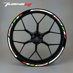 aprilia Tuono V4 factory refclective motorcycle wheel decals rim stickers set - Picture 1 of 5