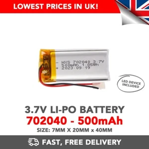 Batería Li-Po 3.7V 500mAh (702040) Litio Recargable Alta Capacidad (+Dispositivo) - Imagen 1 de 1