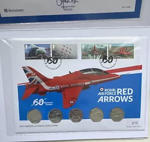 The Red Arrows 60th Display Season BU 50p Coin Cover. (Jersey) limited edition - Picture 1 of 7