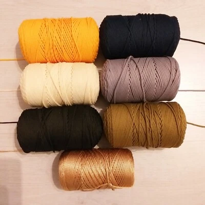 MARKENLOS Makrameer Makrome Kordel Makreme Polyester Faden Schnur Garn 2,5 mm 5 m.