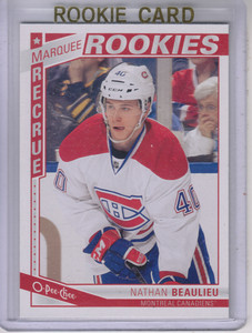 2013-14 O-Pee-Chee Canadiens Hockey Card #579 Nathan Beaulieu Rookie