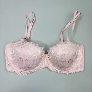 Victoria Secret Bra 34D Multiway Demi Underwire Convertible Strapless Pink Lace - Picture 1 of 6