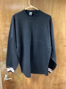 Adult NWOT "Spirit Jersey"black w/decorative cuffs pullover heavy Tee shirt. Med - Picture 1 of 2