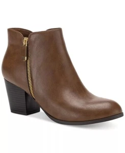 Style & Co Women Masrinaa Ankle Booties Size 10.5M Cognac Faux Leather New - Picture 1 of 11