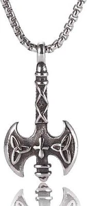 Retro Stainless Steel Viking Celtic Trinity Knot Triquetra Axe Pendant Necklace - Picture 1 of 6