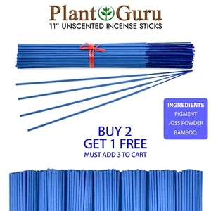 100 BLUE Unscented Incense Sticks 11"  - 100% Natural Joss Wood Punk Bulk - Picture 1 of 16