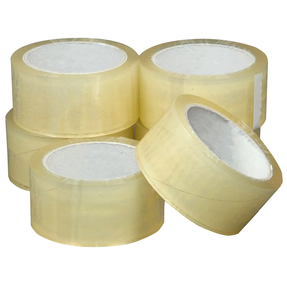 12x CLEAR TAPE PARCEL PACKING PACKAGING ROLLS CARTON SEALING BOX 48MM X 66M - Image 1 of 1