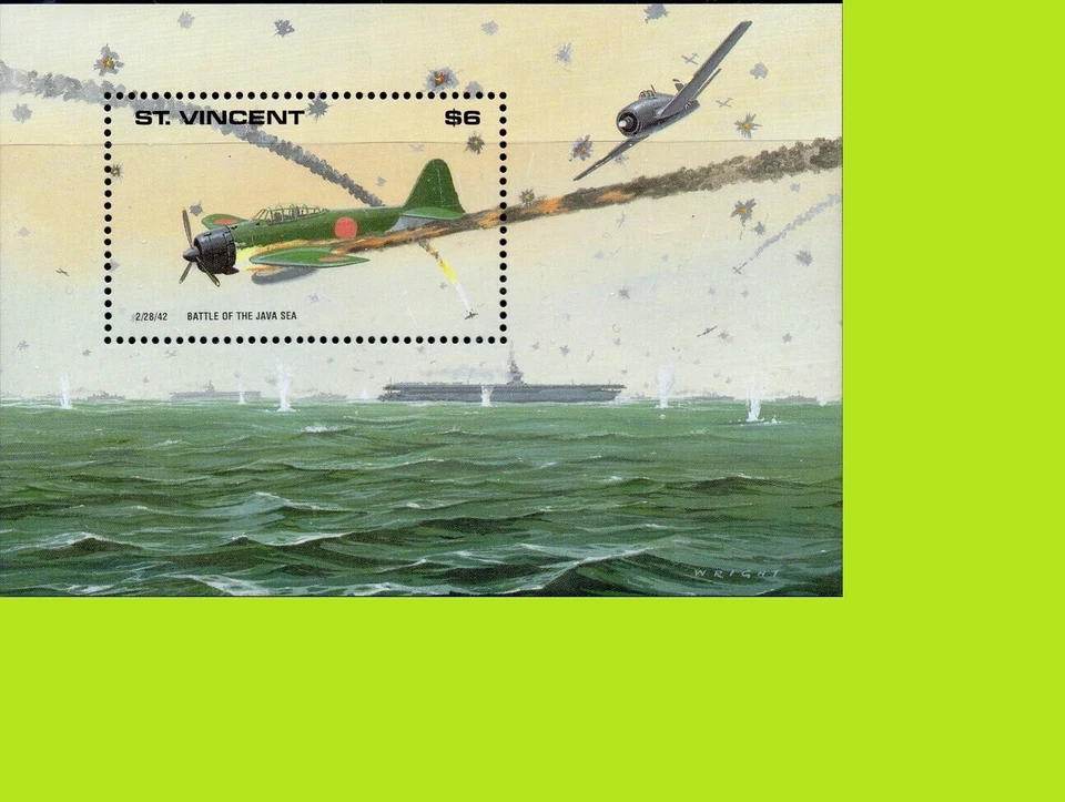 Aviones militares St Vincent 1990 transporte aéreo Segunda Guerra Mundial - bloque - MNH Foto 1 de 1