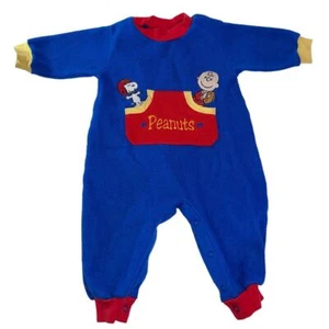 PEANUTS Collection Vintage Charlie Brown Snoopy Football One Piece Romper Sz 12M - Picture 1 of 5