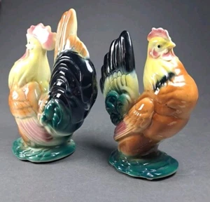 Set gallo e gallina grande Royal Copley vintage con adesivo galline anni 50 - Foto 1 di 19
