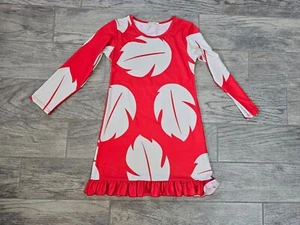 Girl's Moana Princess Dress Long Sleeves Size Small Leaves White & Orange Movie - Picture 1 of 14