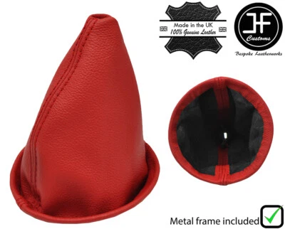 BOTA DE ENGRANAJE DE CUERO REAL ROJA + MARCO DE METAL PARA PORSCHE 911 G50 1984-1989 Foto 1 de 2