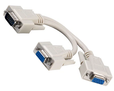 S-VGA Kabel Y Verteiler Kupplung 1xVGA-St.>2xVGA-Buchse Adapter Splitter LCD TFT - Bild 1 von 3