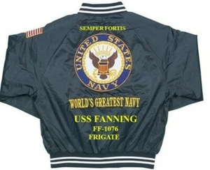 USS FANNING FF-1076 FRIGATE EMBROIDERED SATIN JACKET(BACK ONLY) - Picture 1 of 6