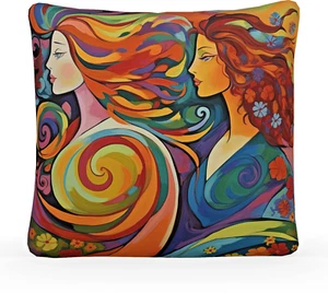 Throw Pillow Printed with Colorful Artwork: Beauty And Swirls - Picture 1 of 10
