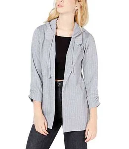 Almost Famous Juniors’ Ruched-Sleeve Hoodie Blazer Jacket (Gray, XS) - Picture 1 of 2