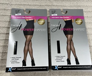 Hanes Womens Power Shapers Pantyhose Small Black High Waist Firm Control 2 PAIRS - Picture 1 of 11