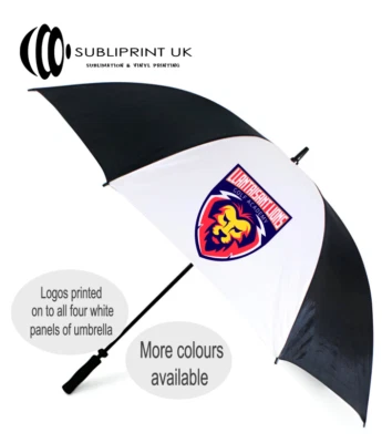 Maßgeschneiderter bedruckter Werbe-Golf-Regenschirm mit jedem Logo personalisieren, - schwarz