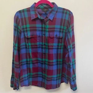 J.Crew Garnet Flame Plaid 6 Damen Hemd | Farbe: Blau/Lila - Bild 1 von 8