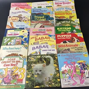 24 Vtg Classic Kid PB Book Lot Babar Home School Berenstain Bears Count Teaching - Picture 1 of 12
