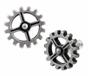 Industrilobe Studs, Earrings Boxed, Steampunk, Gears, Cogwheels, Alchemy England - Picture 1 of 4