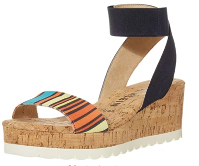 Sandalia de cuña Anne Klein Nikki mar a rayas informal boho para mujer talla 10,5 Foto 1 de 4