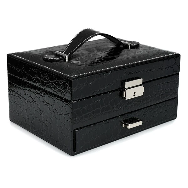 QWORK Goldene Schmuckbox – 15x10x5 Cm, Aus Hartglas & Metall – Vintage-Design Zur Aufbewahrung & Dekoration