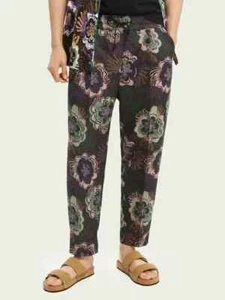 SCOTCH & SODA Men's Pleated Jacquard Loose Tapered-Fit Pants Elastic Waist Sz S - Picture 1 of 24