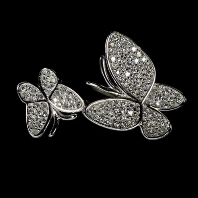 Anillo de plata de ley 925 redondo circonita simulada piedras preciosas joyería mariposa talla 7 Foto 1 de 4