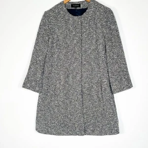 Manteau veste midi Talbots doux italien bouclé tweed noir marine crème - Photo 1/11