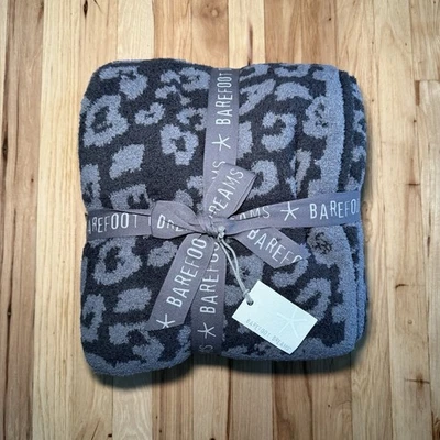 NWT Barefoot Dreams CozyChic In the Wild Leopard Throw Blanket Graphite Carbon - Image 1 of 4