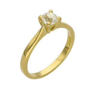 Ladies 18ct Yellow Gold Cushion Cut Diamond Engagement Ring - Picture 1 of 7