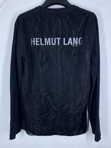Helmut Lang Shirt Mens Medium Black Half Mesh Logo Long Sleeve Pullover Goth - Picture 1 of 12