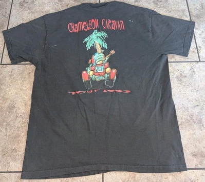 Camiseta de concierto Jimmy Buffett 93 vintage de una sola puntada para hombre grande camaleón caravana Foto 1 de 4