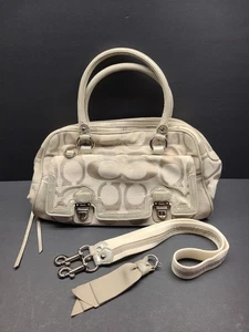 Coach Poppy Signature Sateen Metalic Pushlock Satchel Light Khaki 18356 - Picture 1 of 14