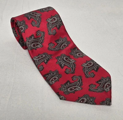 Corbata Cambridge Clásica Lujo Italiana Seda Roja Paisley Seda Italiana 3.5x 56 Foto 1 de 4