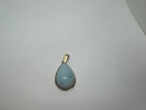 VINTAGE 14K GOLD GROSSER LARIMAR ANHÄNGER FÜR HALSKETTE, STEIN, HELLBLAU - Bild 1 von 12