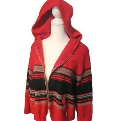 Suéter con Capucha Rojo Lana Merino Bug XL De Colección Moda Aspecto Occidental/Nativo Americano Foto 1 de 4
