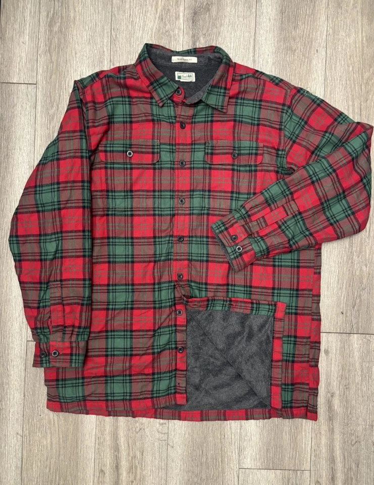 LL Bean флис с подкладкой фланелевый Shacket мужской XXL клетку Рождество Lumberjack - Изображение 1 из 4