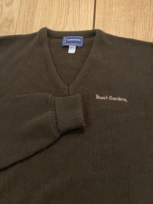 Vintage 60s 70s Theme Park V Neck Sweater Knit M Busch Gardens USA Brown Rare - Image 1 of 4