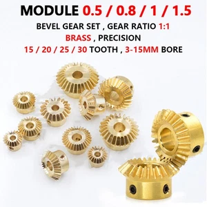 Bevel Gear Set Brass Mod 0.5/0.8/1/1.5 1:1 Pairing 15/20/25/30 Tooth Miter Gear - Picture 1 of 23