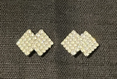 Hermosos clips de vestir vintage de zapatos con estrás transparentes en tono plateado estilo Art Deco Foto 1 de 4