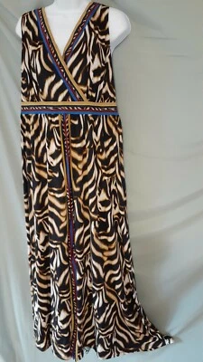 INC Red Blue Black Brown Dress Maxi Sleeveless Plus 2X 50" BUST - Image 1 of 4